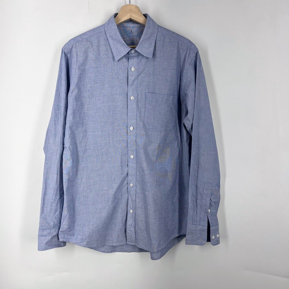 Muji Mens Blue Chambray Long Sleeve Button Down Shirt Size M AC20O25S EU8
